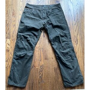Kuhl Revolvr Pants Mens Size 35x32 Dark Green Brown Lightweight Hiking Gorpcore